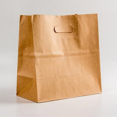 China Recyclable Eco Friendly Custom Printed Die Cut Handle Recycled Kraft Paper Bag for sale