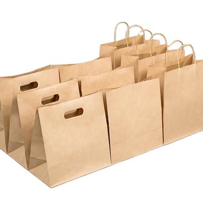 China Recyclable Eco Friendly Custom Printing Recycle Kraft Paper Bag With Die Cut Handle for sale