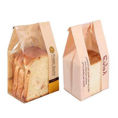 China Wholesale Food Grade Oil Proof Bread Packaging Custom Kraft Paper Bag With Window for sale