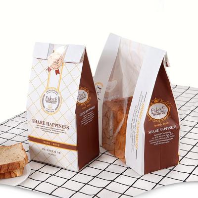 China Disposable Bakery Bags With Clear Window Kraft Greaseproof Bag For Food Snack Cookie Coffee for sale