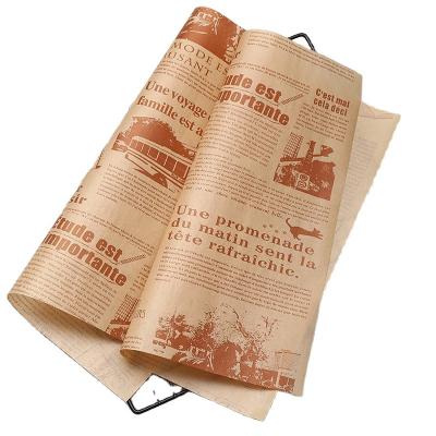 China New Design Recyclable Printing Oil Proof Food Wrapping Paper Bread Rolls Baking Paper for sale