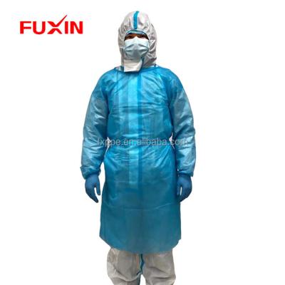 China Isolation Waterproof Medical Disposable Nonwoven Gown For PPE Gown for sale