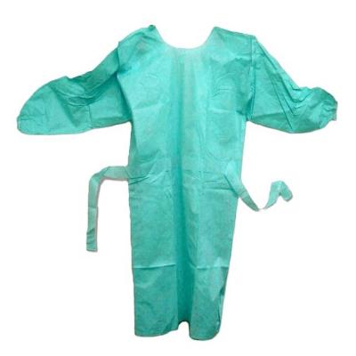 China Waterproof Surgical Gown With Long Sleeves And Cuff Hospital Isolation Knitted Gown Elastic Waist Ties Cuff for sale