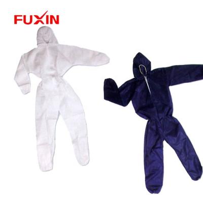 China Breathable Disposable Polypropylene Nonwoven Coverall With Hood Zipper And Elastic Cuff Waist Ankle Suit Coveralls for sale