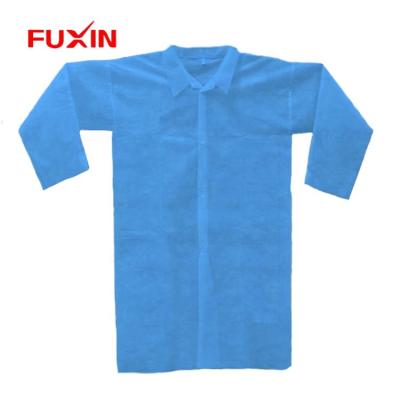 China Breathable Disposable Nonwoven PP Lab Coat For Lab Medical Protective Clothing for sale