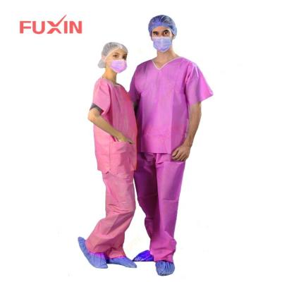 China Soft Disposable Scrub Pajamas Sleepwear Shorts Sleeve Nonwoven Designer Medical Suits for sale