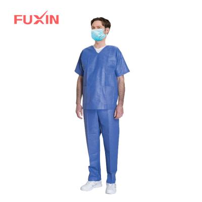 China Breathable Unisex Nurse Scrub Hospital V-Neck Set for Disposable Medical Uniform for sale