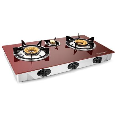 China Kitchen utensils wholesale cooker hotel household three top panel tabletop gas stove 3 burners for sale