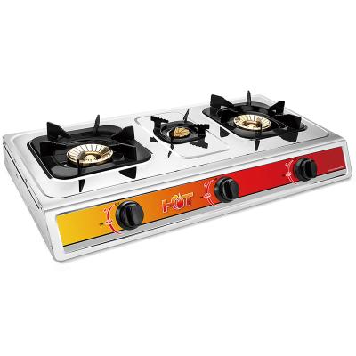 China 2022 Hotel Products Camp Three Burner Hot Cook Portable Home Kitchen Gas Stove Tempered Glass Top for sale