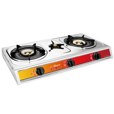 China Commercial Stainless Steel Hotel Consumption Low Flame Cooker Portable Gas Stove Three Burner 3 Large Cooker for sale