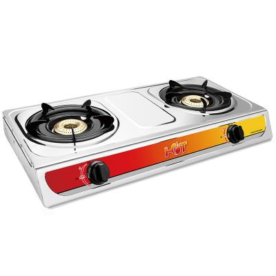 China Hotel Stainless Steel Sundries 2 Pans Heavy Duty Support Gas Stove Table Top Double Double Cook Two Burners Wholesale for sale