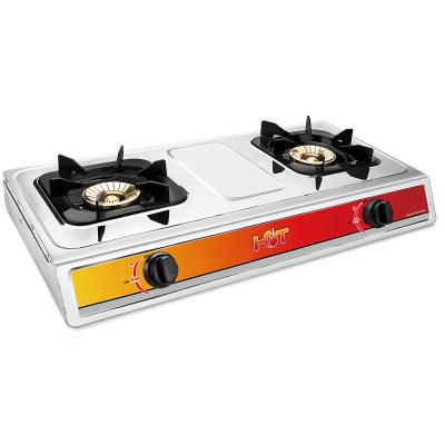 China Hotel Low Price For Sale Standard Stainless Steel Cook 2 Burner Household Kitchen Hob Gas Stove for sale