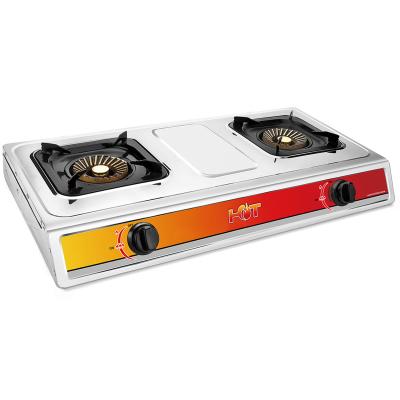 China Commercial Professional Cook 2 Pan Commercial Street Food Hotel Restaurant Hotel Maker Two-Disc Gas Stove for sale