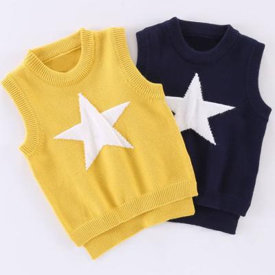 China Anti-Wrinkle Baby Boy Clothing Cute Vests Round Neck 100% Cotton Sweater Designs for sale