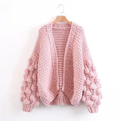 China Anti-pilling 5 GG lazy sweater 2018 no button knit women puff sleeve cardigan custom color for sale