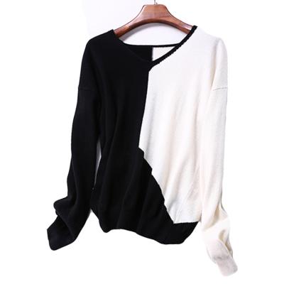 China Two Color Breathable Black And White Sweater Knitting Soft Knit Cotton Clothing Patterns for sale