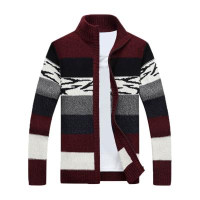 China Anti-pilling made in Nanjing china men sweater chemical fiber fabric stripe printing soft knitted cardigan for sale