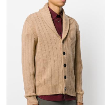 China Latest design coat breeches anti-pilling men suit big button beige shawl sweater cardigan for men for sale