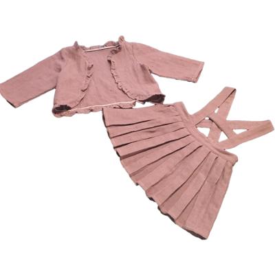 China Viable Latest School Girl Dress Up Set Dresses Designs No Button Coat And Pleated Dress Sweater for sale