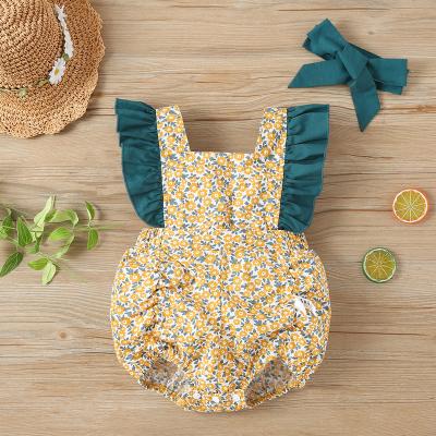 China New Arrival Eco-friendly Boutique Floral Backless Cute Summer Baby Clothes Romper for sale