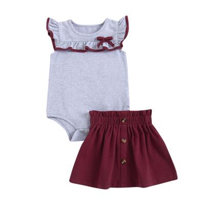 China Wholesale Price Eco-friendly Soft Romper Top And Skirt Summer Kids Clothing Baby Clothes Set for sale