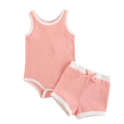 China Factory Eco-friendly Summer Foshan Pink Tank Top Shorts Boutique Girl Baby Clothes 2021 for sale