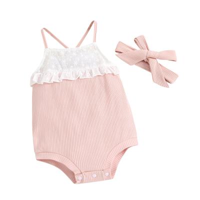 China Hot Sales Eco-friendly Launch Baby Pink Soft Summer Cotton Rompers Newborn Clothes for sale