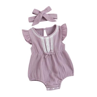 China Summer Purple Eco-friendly Hot Selling Short Sleeve Baby Cotton Clothing Romper for sale