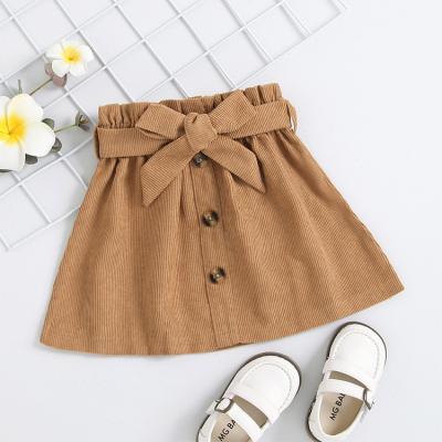 China 2021 New Arrival Girls Skirts Autumn Winter Children Clothes Kids Breathable Corduroy Skirts With Belt for sale