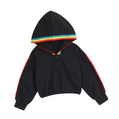 China Factory Price Black Casual Pullover Sweatshirts Breathable Hot Selling Hooded Soft Girls For Kids Girl for sale