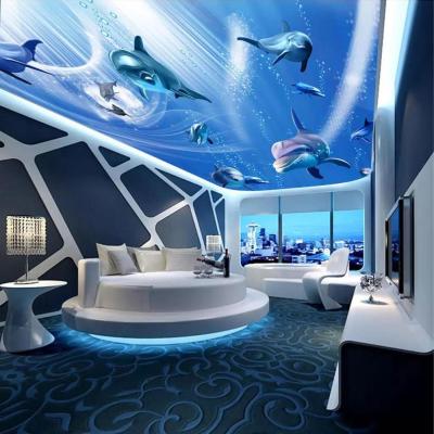 China Fish Printed 3d PVC Stretch Ceiling Film Designs Premium Materials Indoor Ocean Artistic Ceilings OEM Factories Decoration for sale