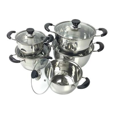 China Sustainable Supplier Soup Pot Stainless Steel Chinese Cookware Sets Cooking Pot With Glass Lid for sale