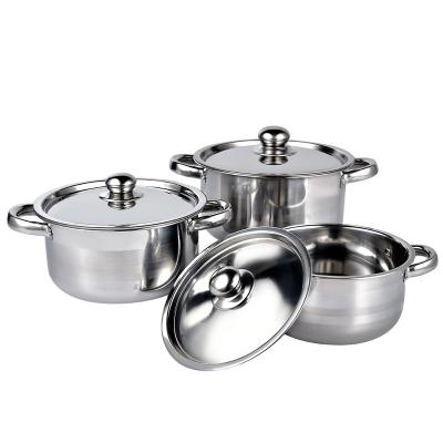 China Sustainable hot sale stainless steel pot cookware set 5pcs cooking pot set with steel cover for sale