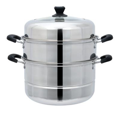 China Sustainable Kitchenware 30cm 3 Layers Steam Cooking Stainless Steel Metal for sale