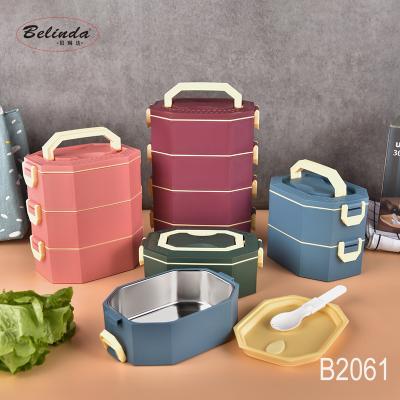 China Freshness Preservation Angle 8 1 New 2 3 4 Layers 304 Stainless Steel Bento Box Food Container With Handle Lunch Box for sale