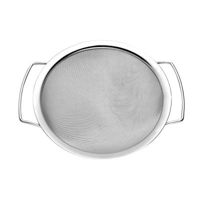 China Sustainable Stainless Steel Fine Round Mesh Basket Strainer Colander Vegetable Strainer For Kitchen With Handles for sale