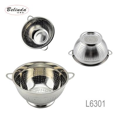 China Best Selling Sustainable Metal Stainless Steel Fruit Basket Pasta Rice Strainer With Pedestal for sale