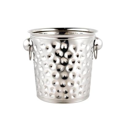 China Wine Ice Bucket Stainless Steel Champagne Cooler Bucket Large Beer Sustainable Steel Bucket With Stamp for sale