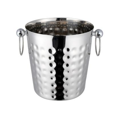 China Wine Ice Bucket Stainless Steel Champagne Cooler Bucket Large Beer Sustainable Steel Bucket With Stamp for sale