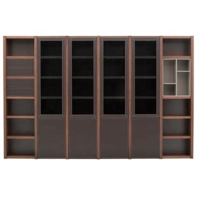 China Cube bookcase living room in combination of simple design luxury modern modular high grade black wooden bookcase and study leather furniture for sale