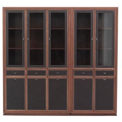 China Modern simple luxury leather wooden bookcase combination bookcase two door three combination bookcase glass bookcase for sale