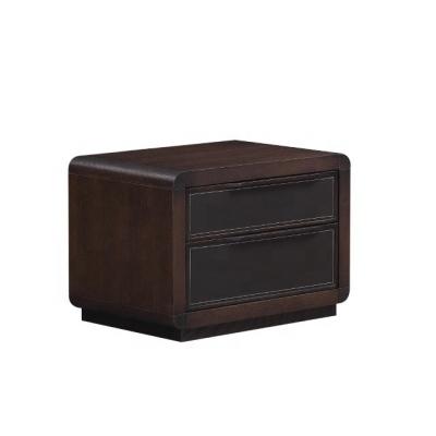 China Modern Durable Modern Walnut Bedside Table Black For Hotel Guest Room Wooden Open Cabinet Design 2 Drawer Bedroom Furniture for sale