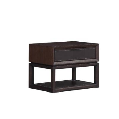 China Durable Modern Black Bedside Nightstand Side Coffee Table For Hotel Guest Room Wooden Nightstand Open Cabinet Luxury Bedroom for sale