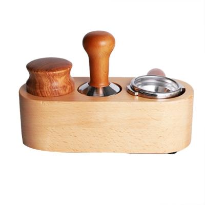 China Bartender Stocked Coffee Accessories Portafilter Stander Coffee Tamper Wooden Rack for sale