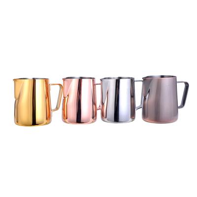 China Sustainable 600ML Stainless Steel Espresso Pitcher Latte Skimming Pitcher Gold Color for sale