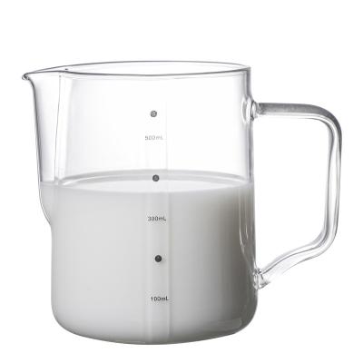 China Sustainable Kitchen Accessories High Quality Coffee Glass Milk Jug With Ladder for sale