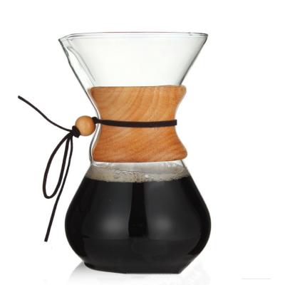 China 800ml Stocked Glass Coffee Maker Pour Over Coffee Teapot for sale