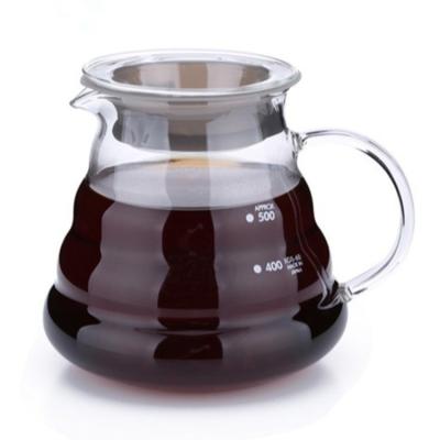 China 600ml Coffee Server Viable Standard Glass Jar Carafe Clear Coffee Maker Sharing Teapot Coffee Cloud Glass Hand-brewed Pot for sale