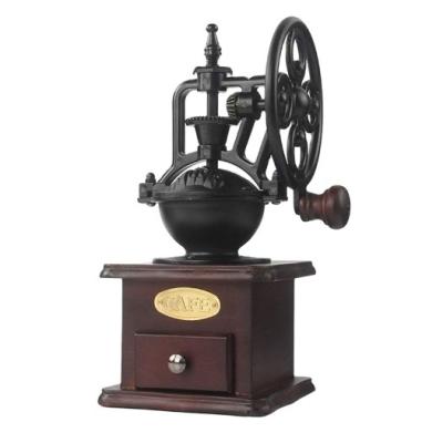 China Viable Manual Grinder Coffee Mill Coffee Bean Grinder Vintage Antique Wooden Hand Grinder Roller for sale