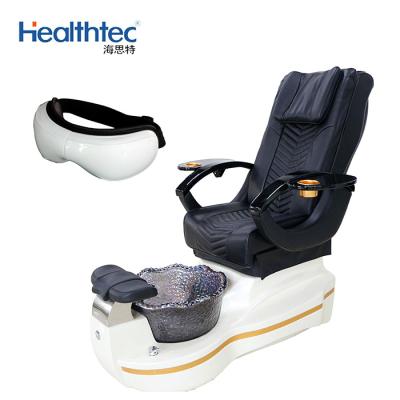 China Healthtec 2020 Modern Black Luxury Nail Salon Chair Spa Beauty Salon Foot Massage Pedicure Chair for sale